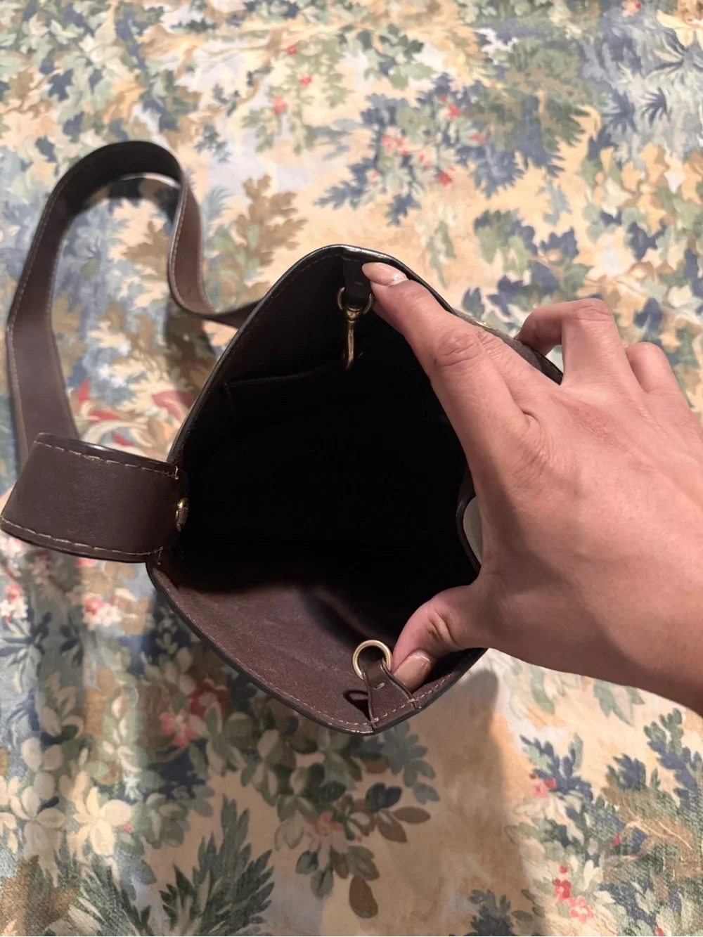 Coach Dark Brown Leather Crossbody Bag with Gold Hardware